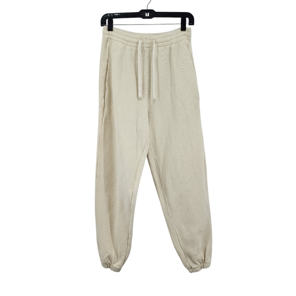 Fordays Women's Waffle Knit Jogger Pants Oatmeal Sz Small